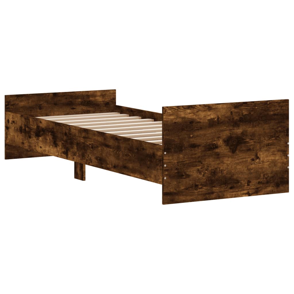 vidaXL Bed Frame without Mattress Smoked Oak 75x190 cm Small Single Engineered Wood