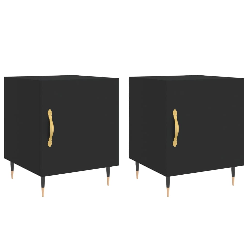 vidaXL Bedside Cabinets 2 pcs Black 40x40x50 cm Engineered Wood