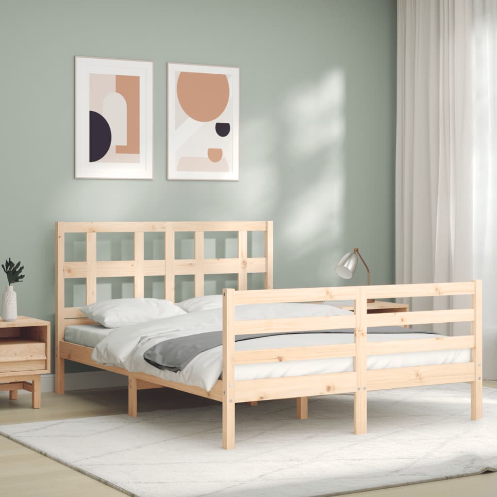 vidaXL Bed Frame without Mattress Double Solid Wood