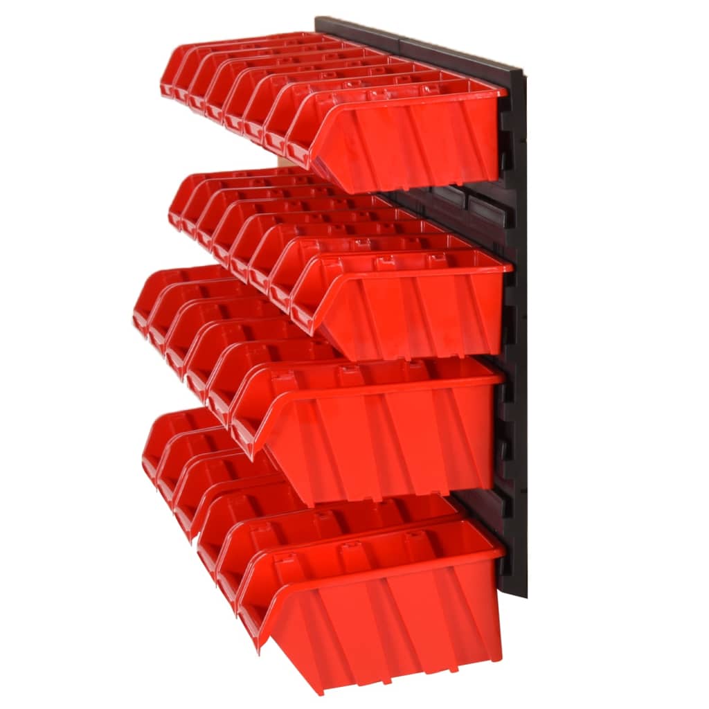 vidaXL 30 Piece Workshop Shelf Set Red and Black 77x39cm Polypropylene