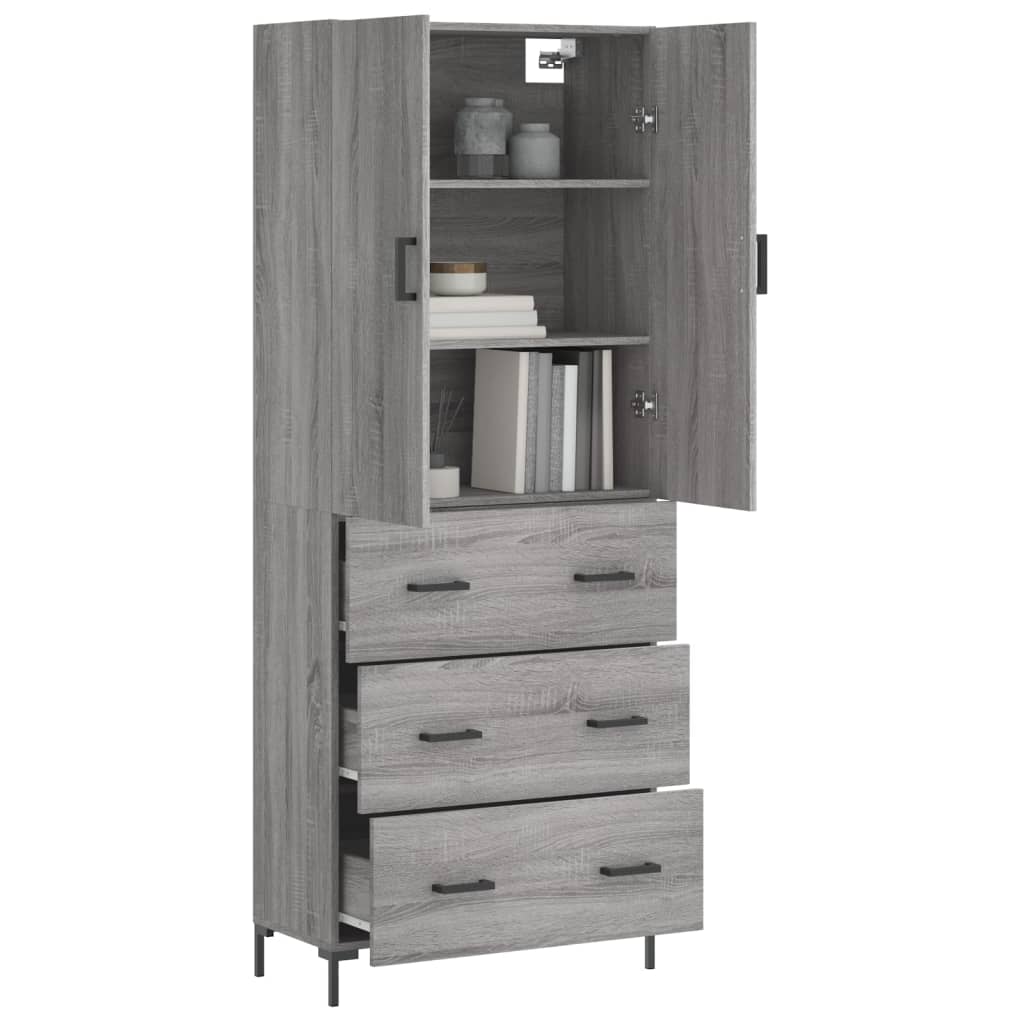 vidaXL Highboard Grey Sonoma 69.5x34x180 cm Engineered Wood