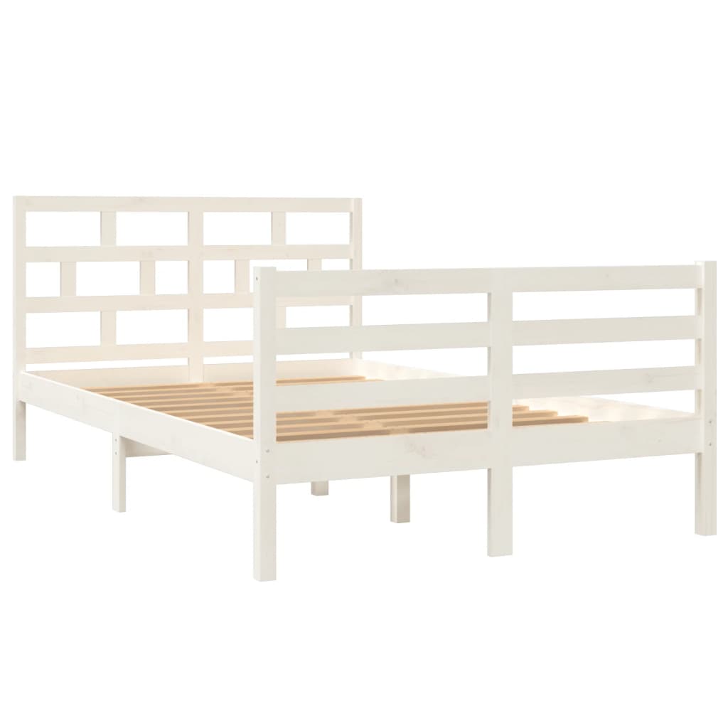 vidaXL Bed Frame without Mattress White Solid Wood 120x200 cm (810426+814185)