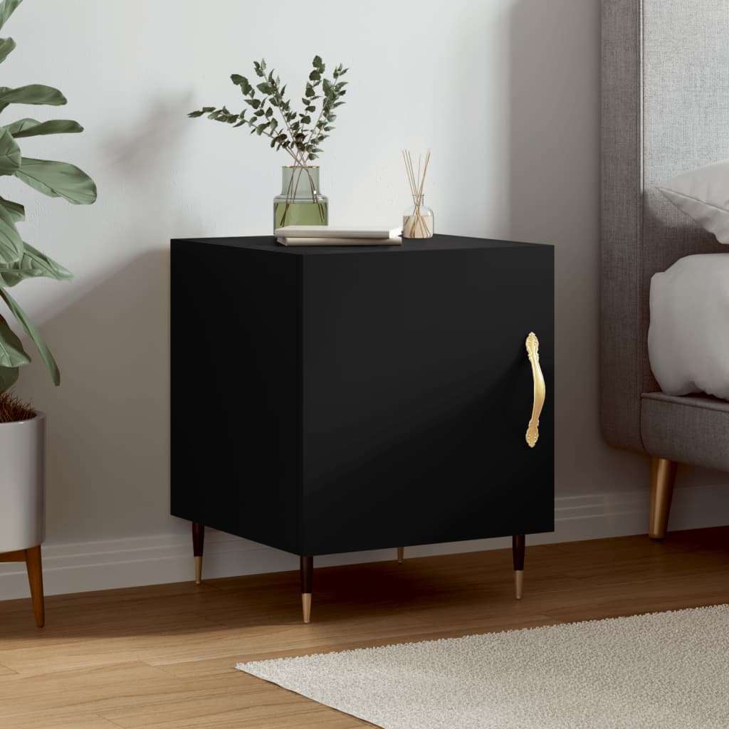 vidaXL Bedside Cabinet Black 40x40x50 cm Engineered Wood