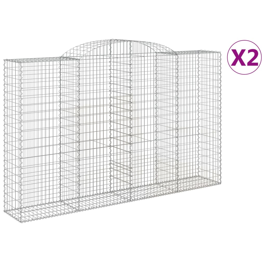 vidaXL Arched Gabion Baskets 2 pcs 300x50x180/200 cm Galvanised Iron