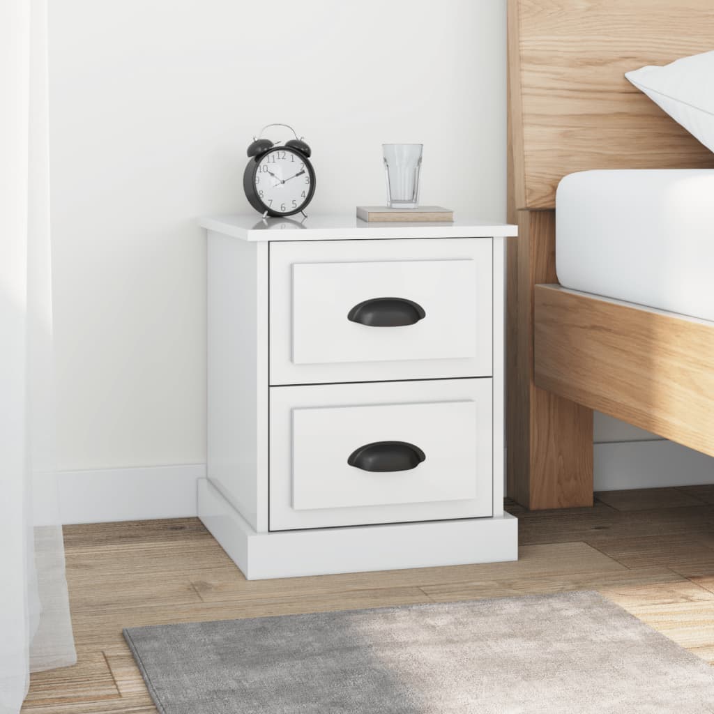 vidaXL Bedside Cabinet High Gloss White 39x39x47.5 cm Engineered Wood