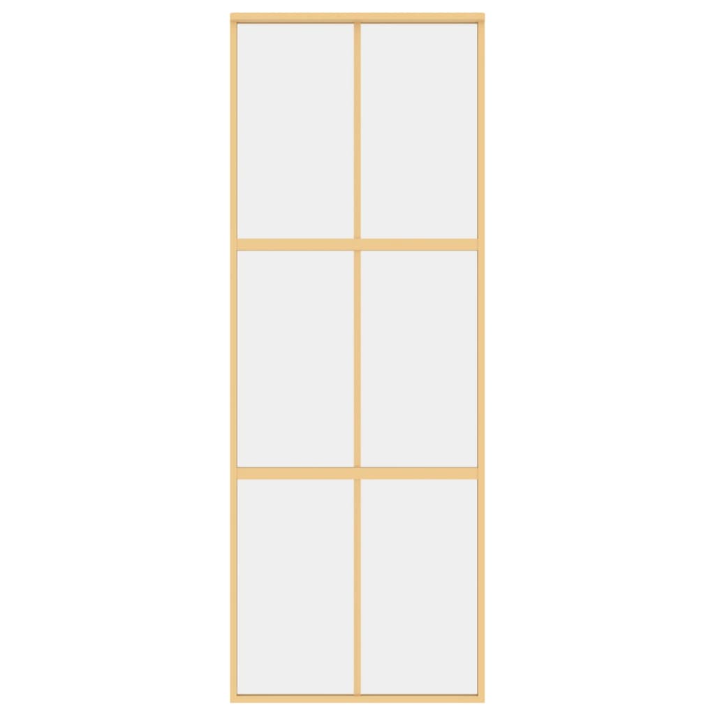 vidaXL Sliding Door Gold 76x205 cm Clear ESG Glass and Aluminium