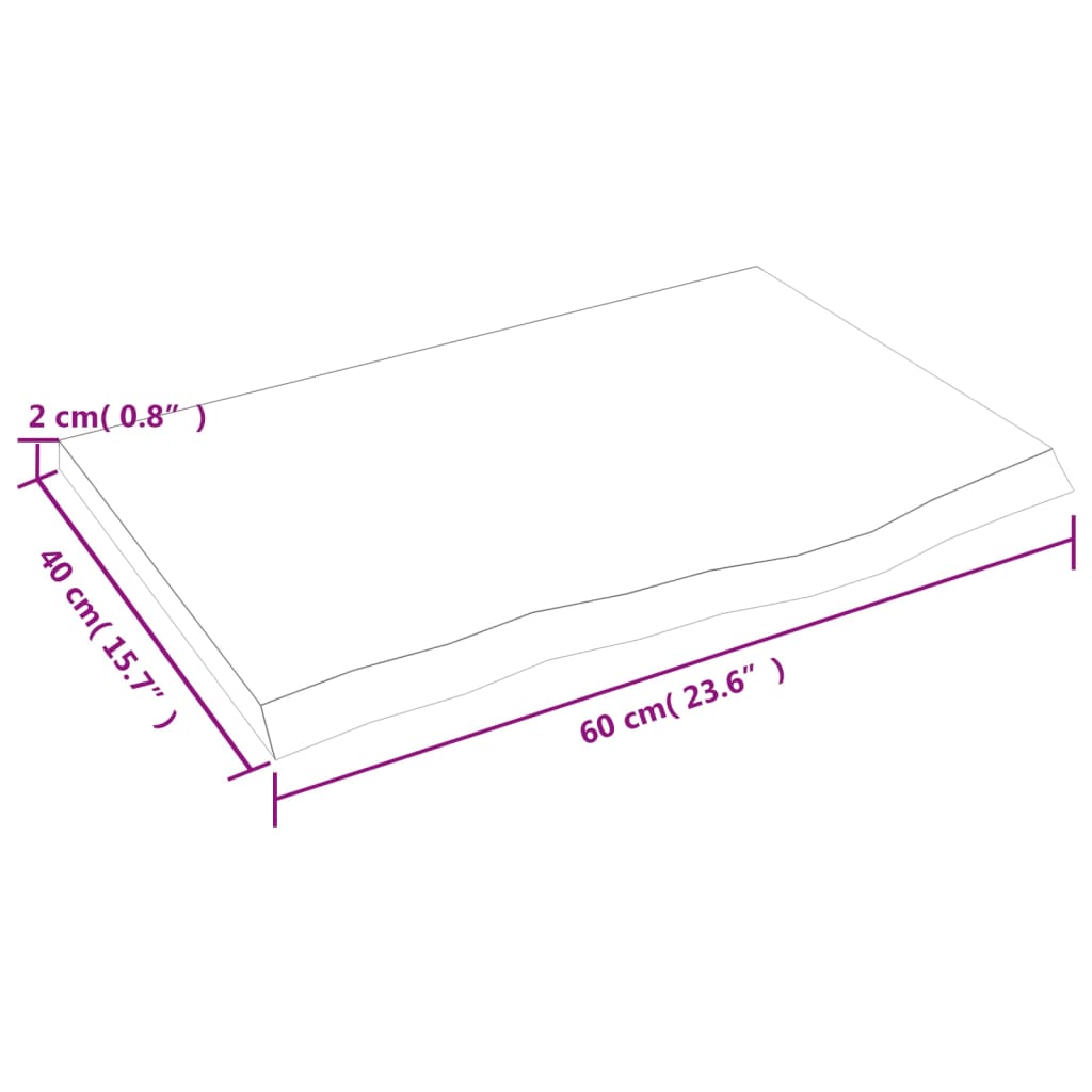 vidaXL Bathroom Countertop 60x40x2 cm Untreated Solid Wood