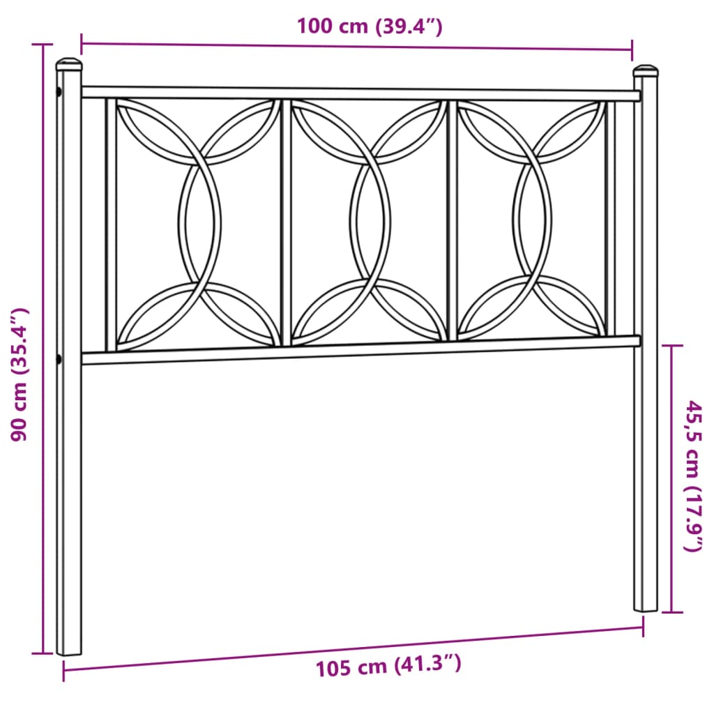 vidaXL Metal Headboard White 100 cm