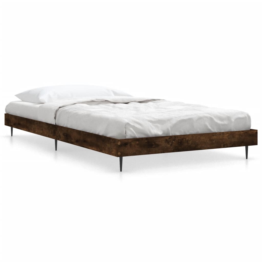 vidaXL Bed Frame without Mattress Smoked Oak 90x200 cm Engineered Wood