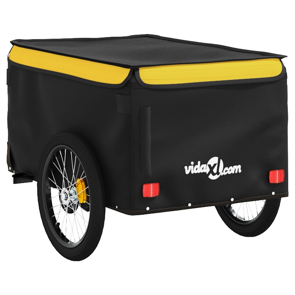 vidaXL Bike Trailer Black and Yellow 30 kg Iron