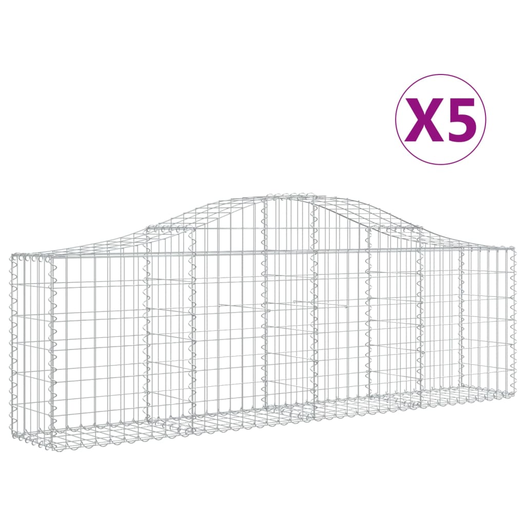 vidaXL Arched Gabion Baskets 5 pcs 200x30x60/80 cm Galvanised Iron