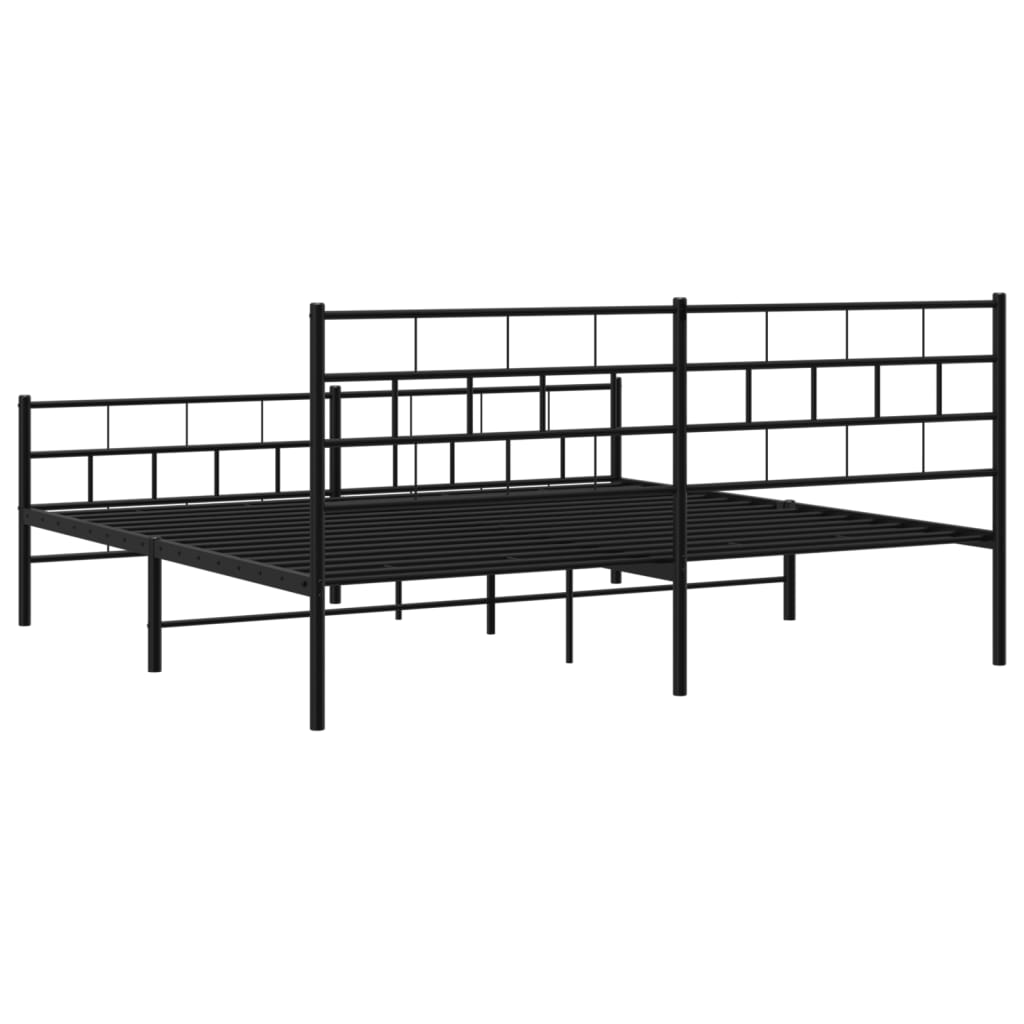 vidaXL Metal Bed Frame without Mattress with Footboard Black 183x213 cm