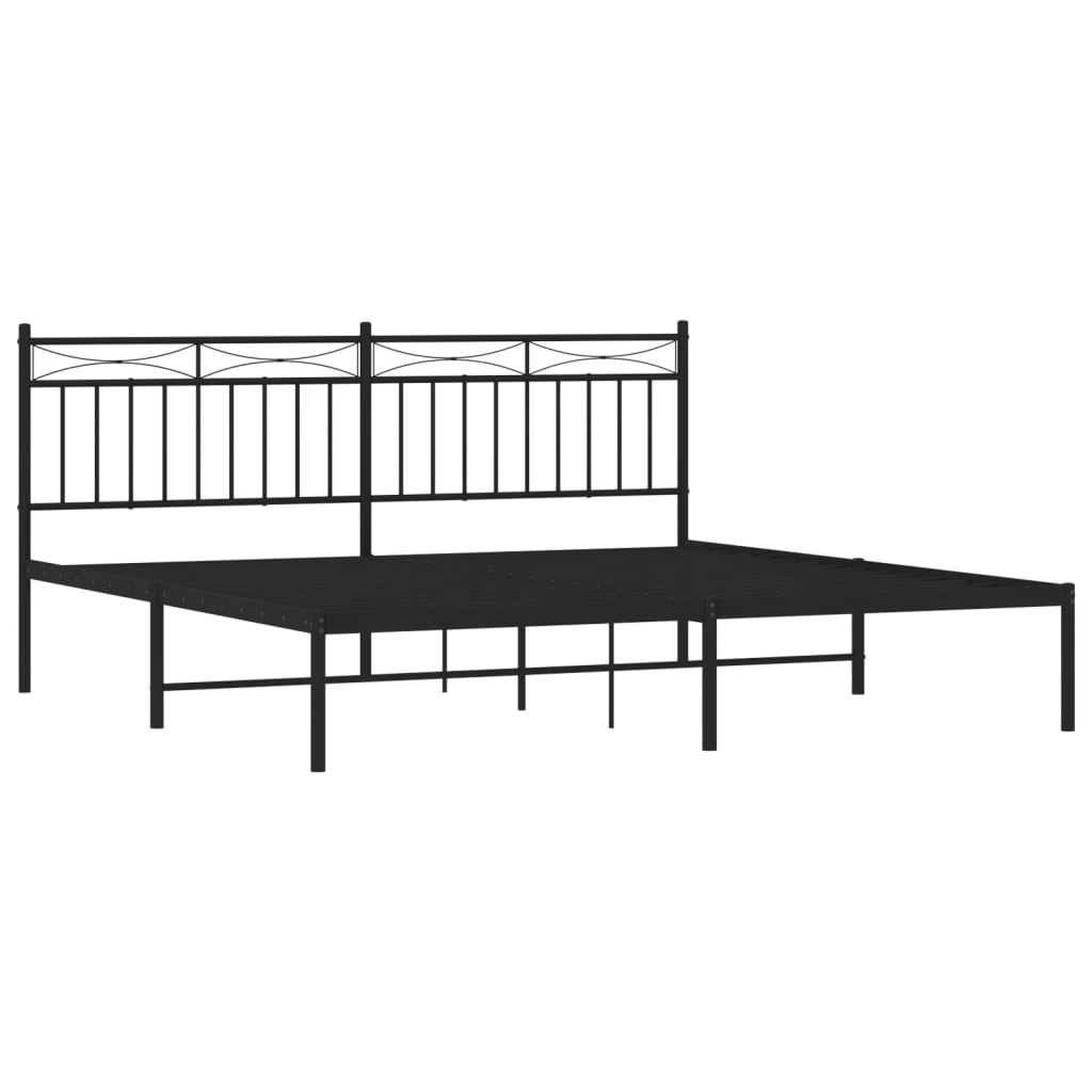 vidaXL Metal Bed Frame without Mattress with Headboard Black 183x213 cm