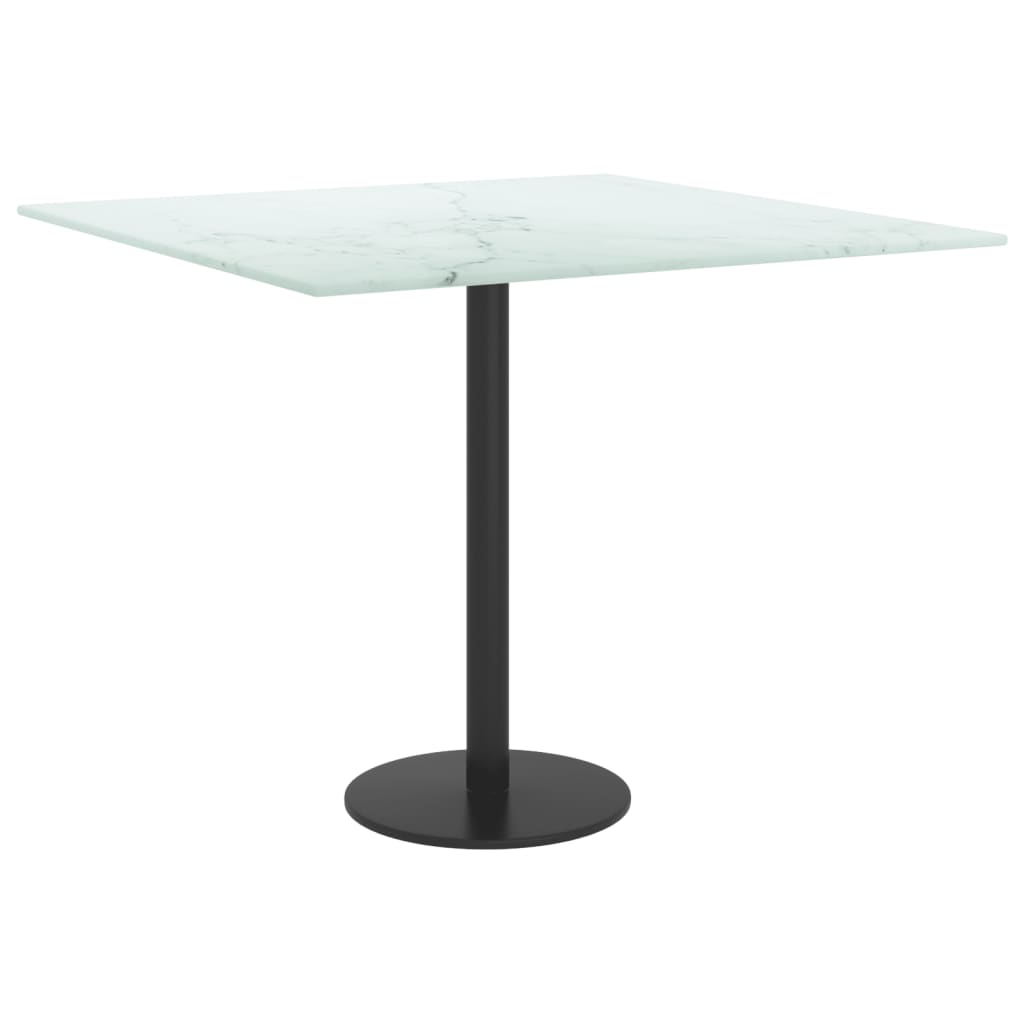 vidaXL Table Top White 50x50 cm 6 mm Tempered Glass with Marble Design