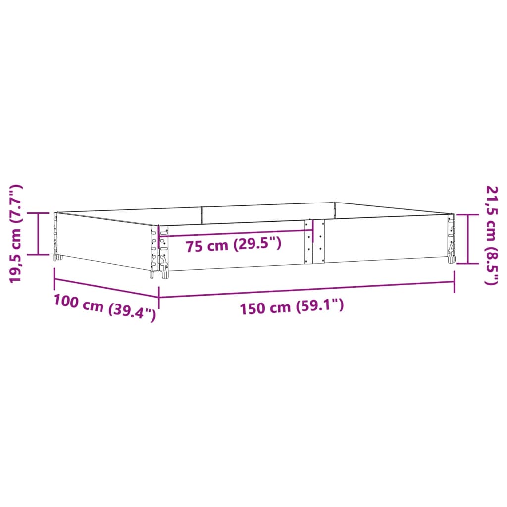 vidaXL Pallet Collar 150x100 cm Solid Wood Pine