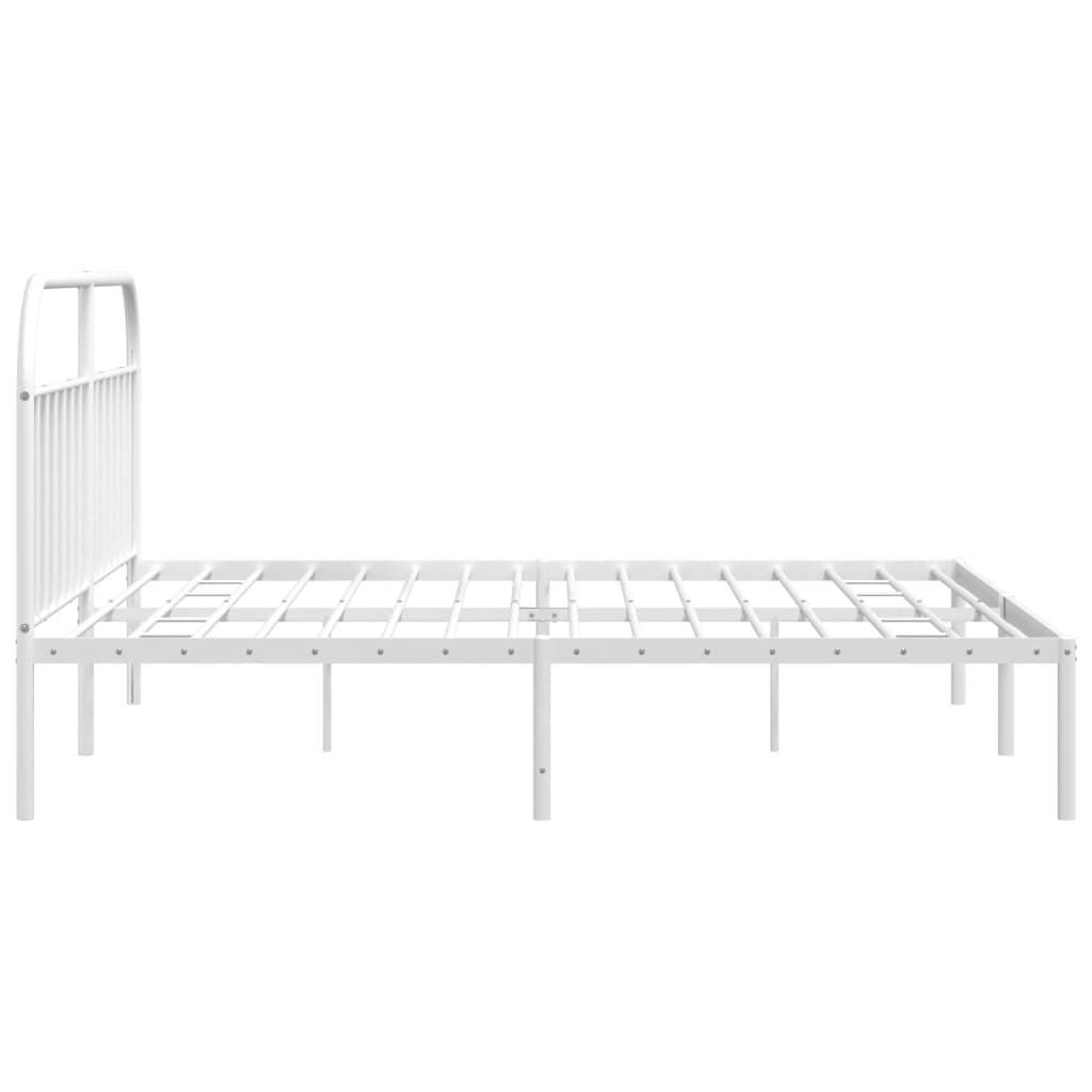 vidaXL Metal Bed Frame without Mattress with Headboard White 193x203 cm