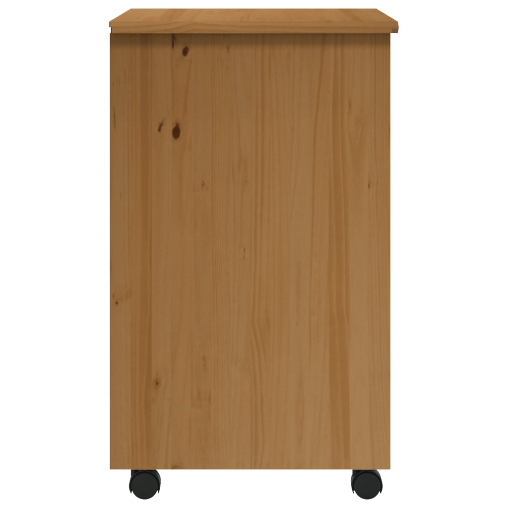 vidaXL Rolling Cabinet with Drawers MOSS Honey Brown Solid Wood Pine