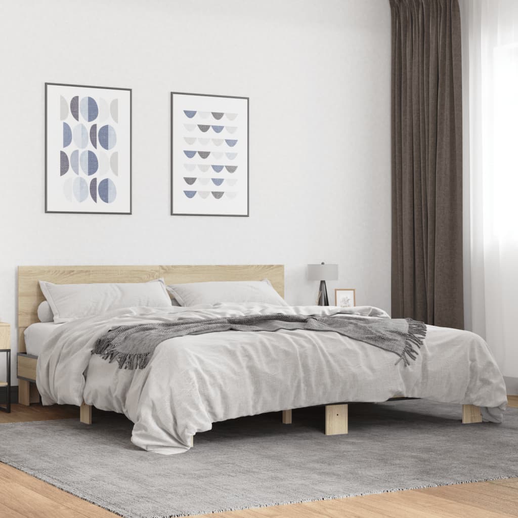 vidaXL Bed Frame without Mattress Sonoma Oak 180x200 cm Super King