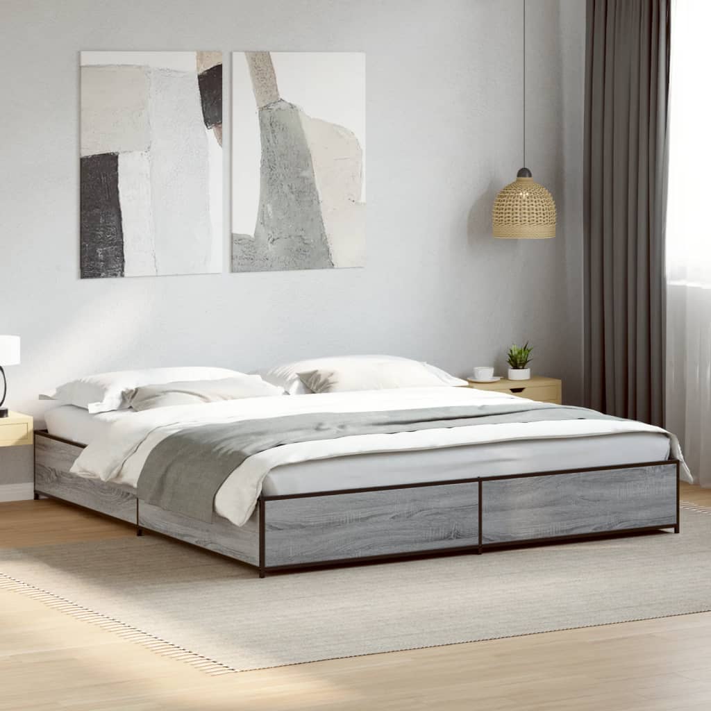 vidaXL Bed Frame without Mattress Grey Sonoma 160x200 cm