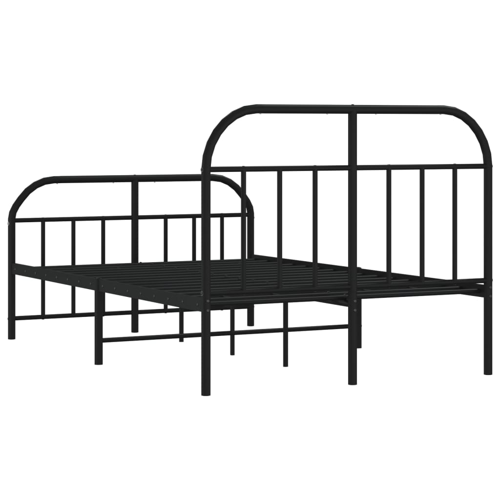 vidaXL Metal Bed Frame without Mattress with Footboard Black 120x190 cm Small Double