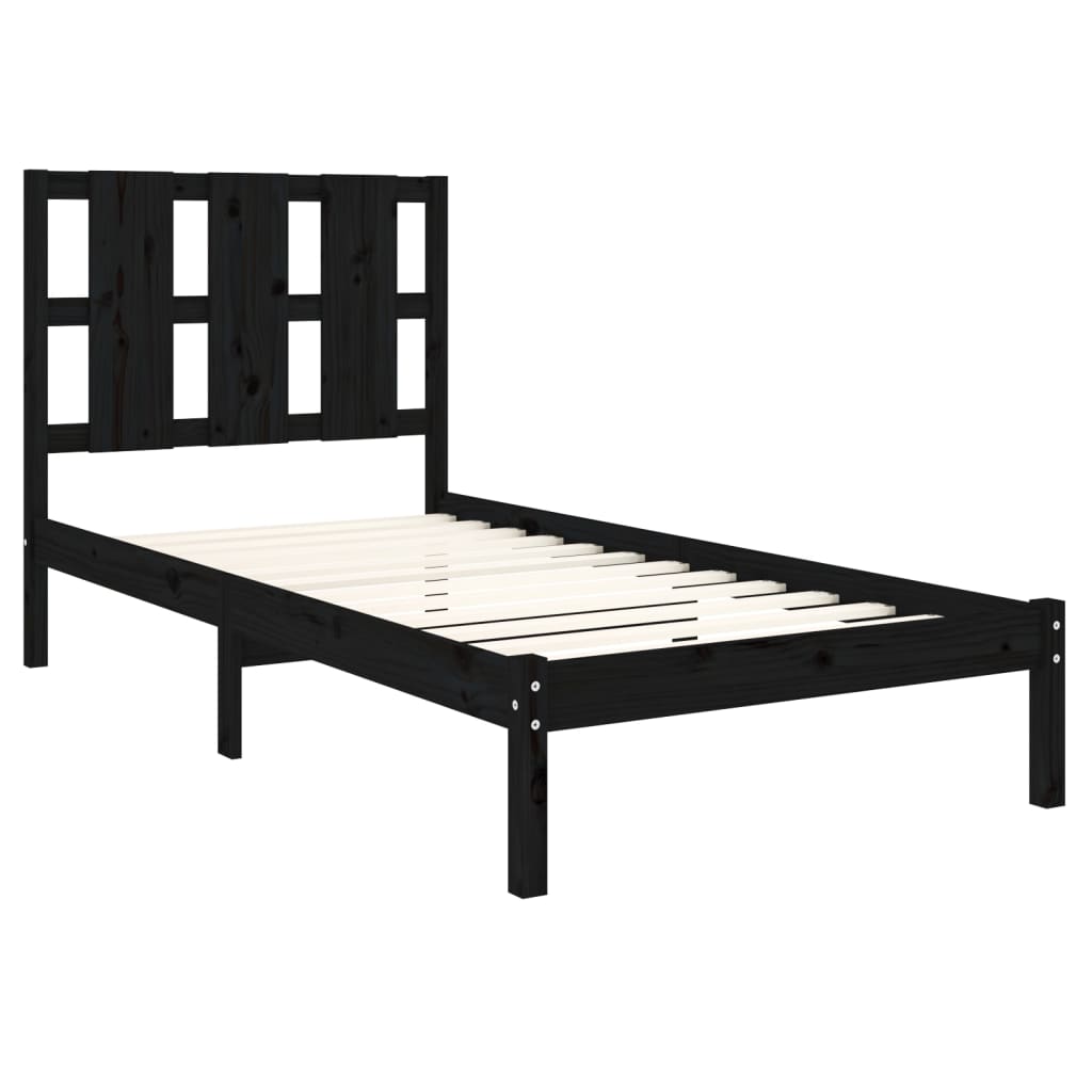 vidaXL Bed Frame without Mattress Black 100x200 cm Solid Wood Pine