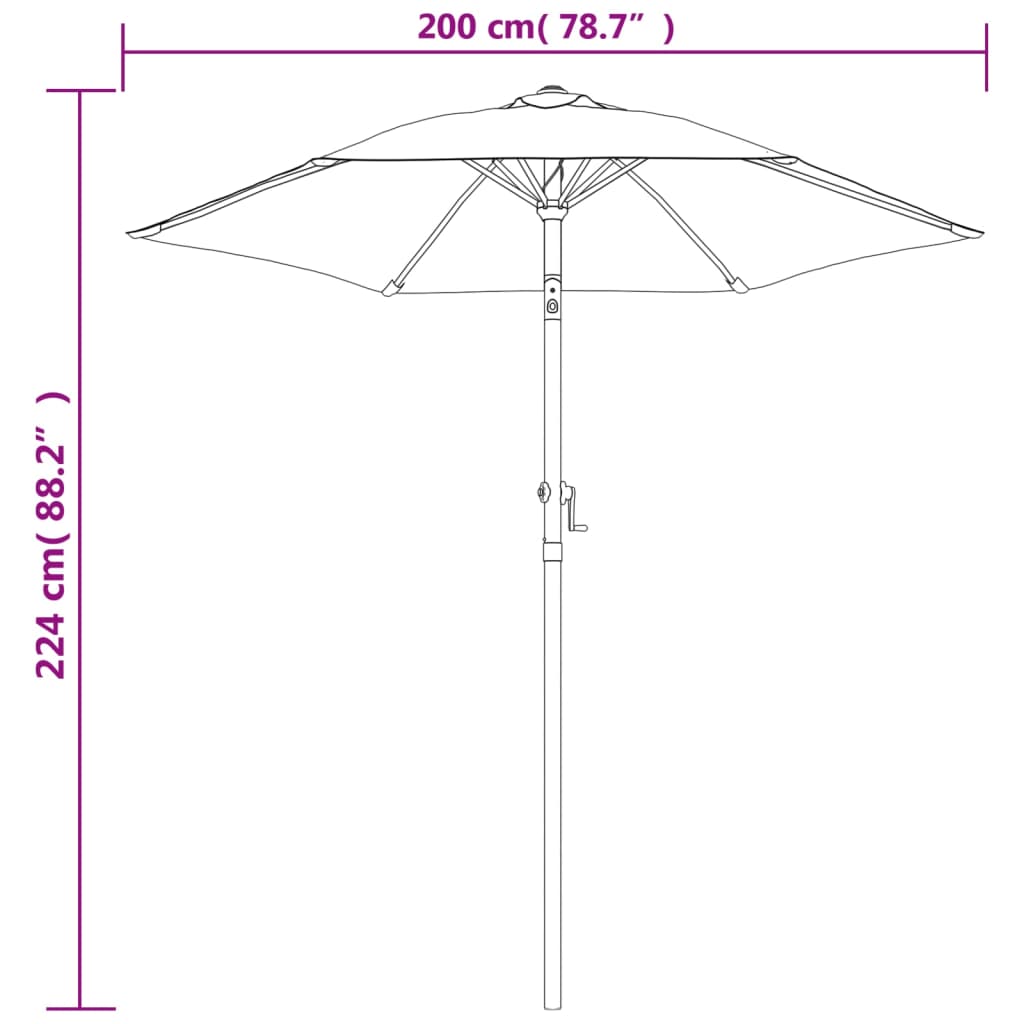 vidaXL Garden Parasol Terracotta 200x224 cm Aluminium