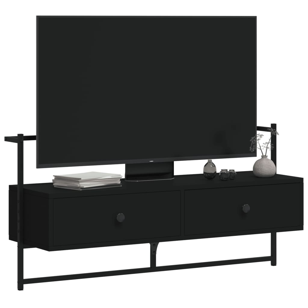 vidaXL TV Cabinet Wall-mounted Black 100.5x30x51 cm Engineered Wood