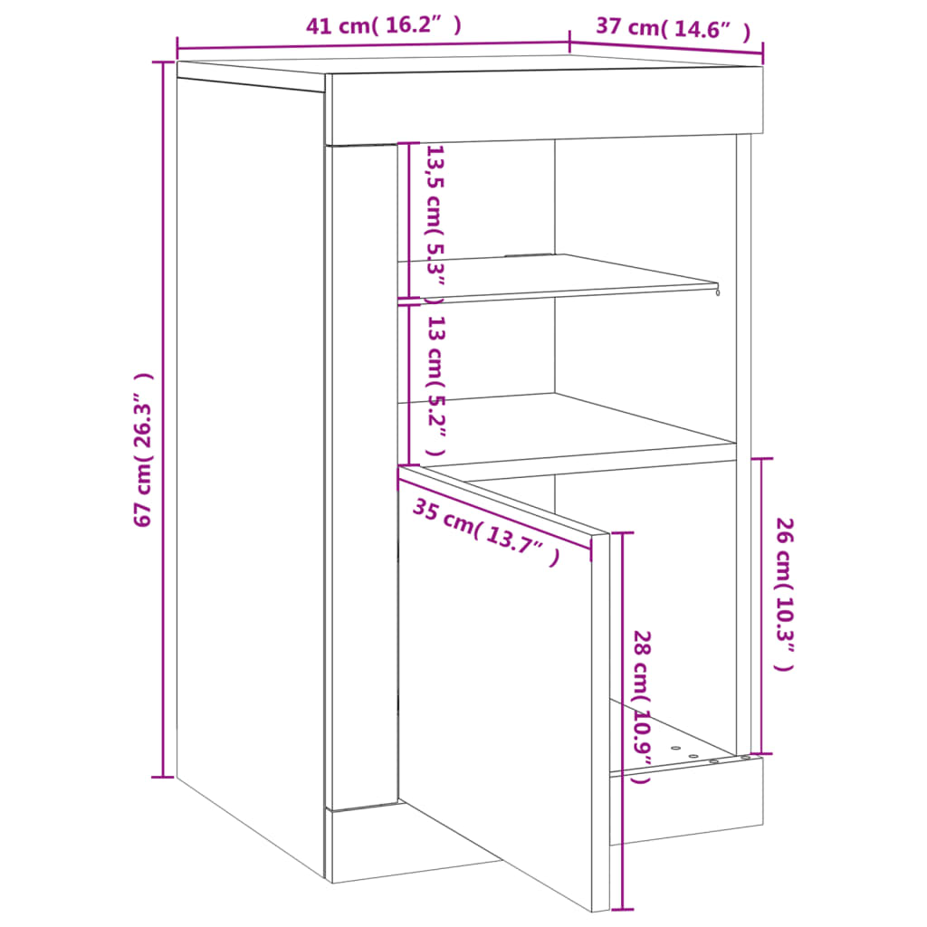 vidaXL Side Cabinets with LED Lights 2 pcs Smoked Oak Engineered Wood