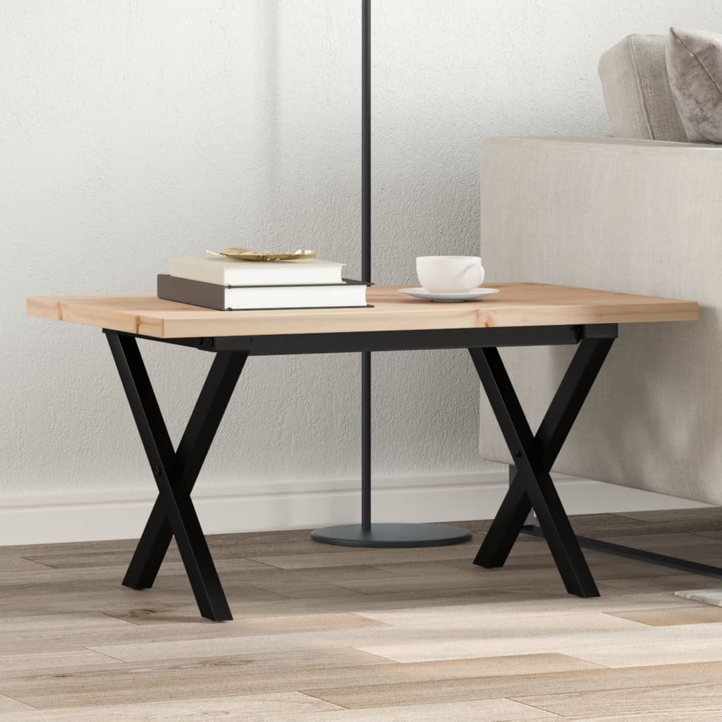 vidaXL Coffee Table X-Frame 80x50x40.5 cm Solid Wood Pine and Cast Iron