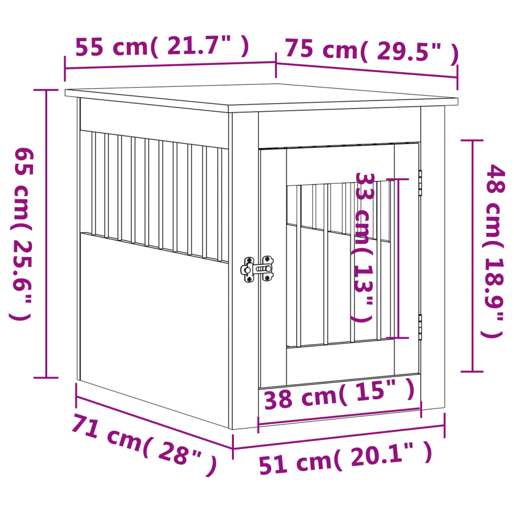 vidaXL Dog Crate Furniture Grey Sonoma 55x75x65 cm Engineered Wood