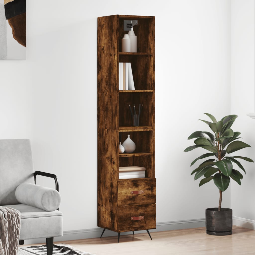 vidaXL Highboard Smoked Oak 34.5x34x180 cm Engineered Wood