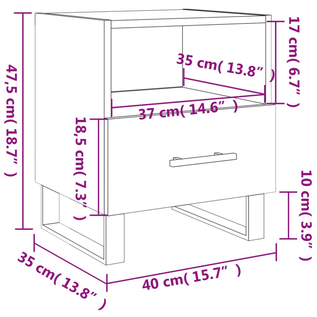 vidaXL Bedside Cabinets 2 pcs Brown Oak 40x35x47.5 cm Engineered Wood