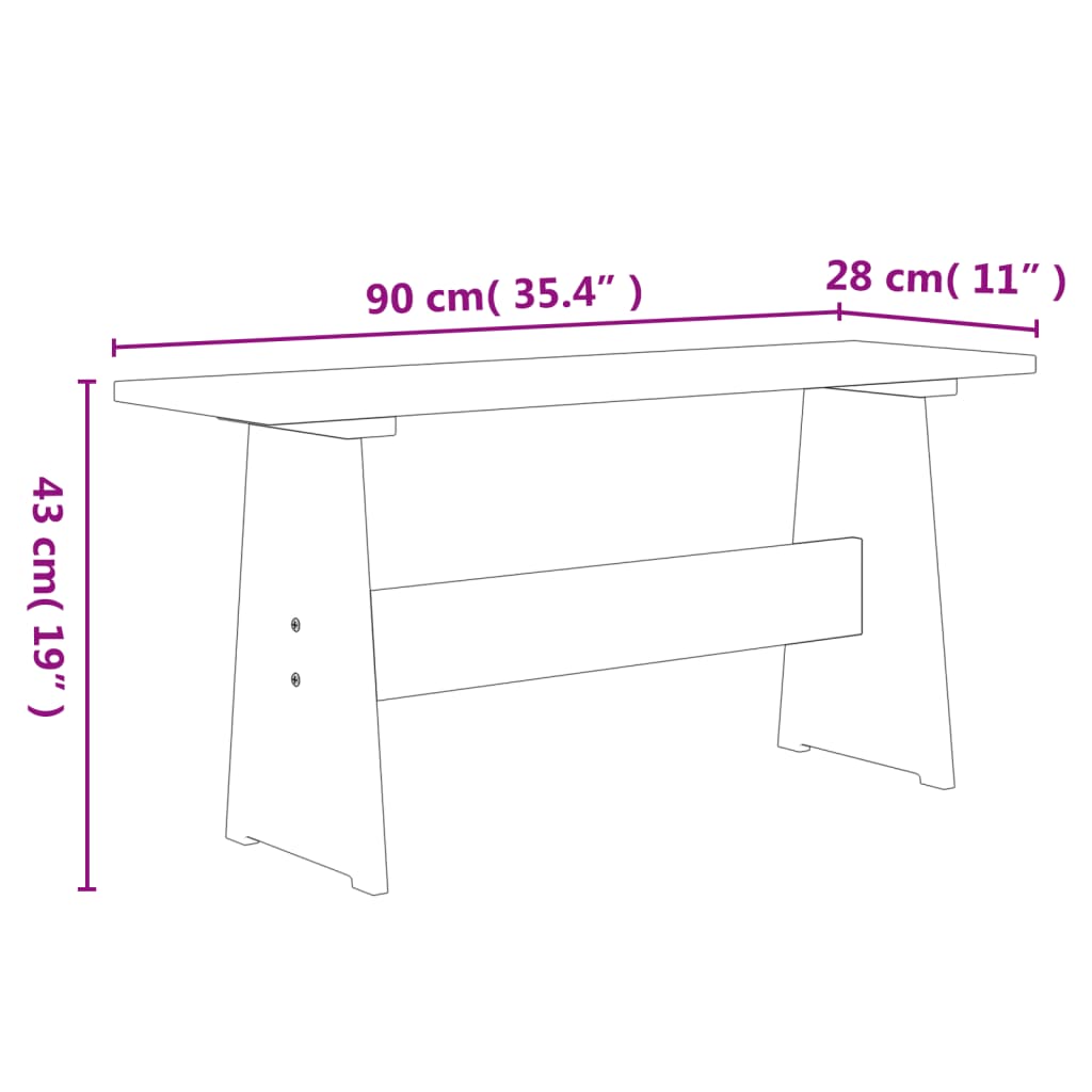 vidaXL Dining Table with Bench REINE Honey Brown&Grey Solid Wood Pine