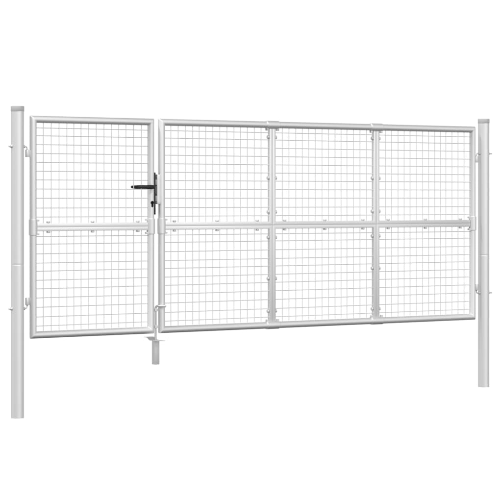 vidaXL Mesh Garden Gate Silver 350x175 cm Galvanised Steel