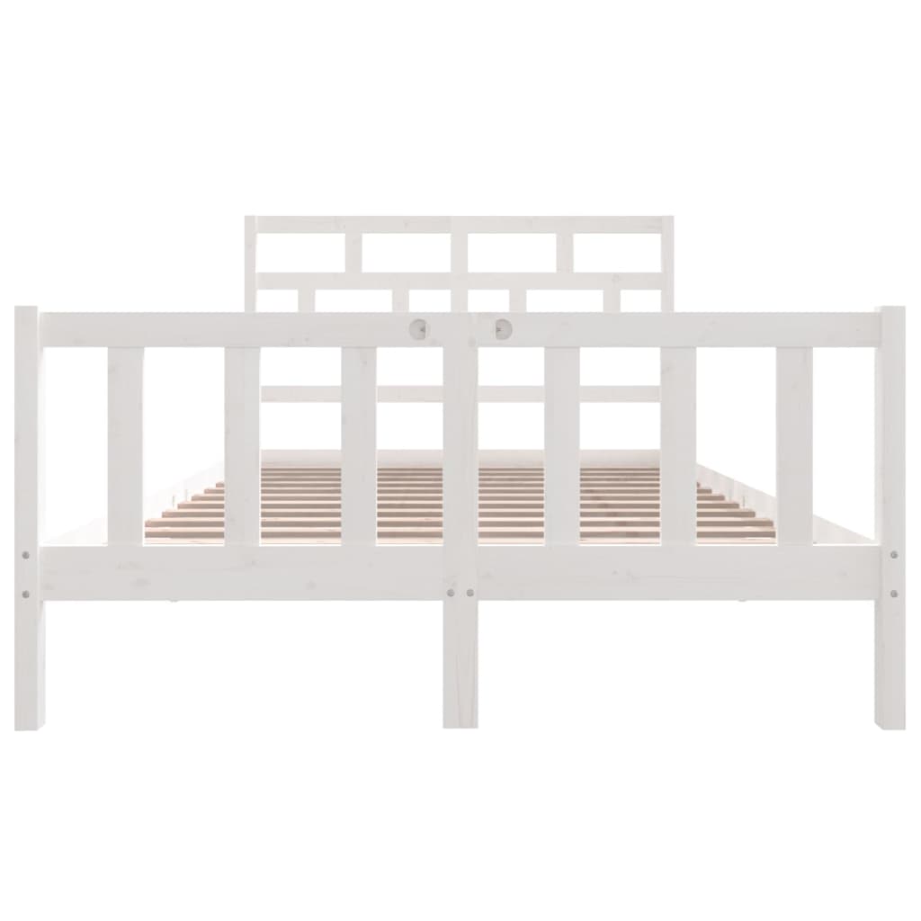 vidaXL Bed Frame without Mattress White Solid Wood 120x200 cm (810078+814185)