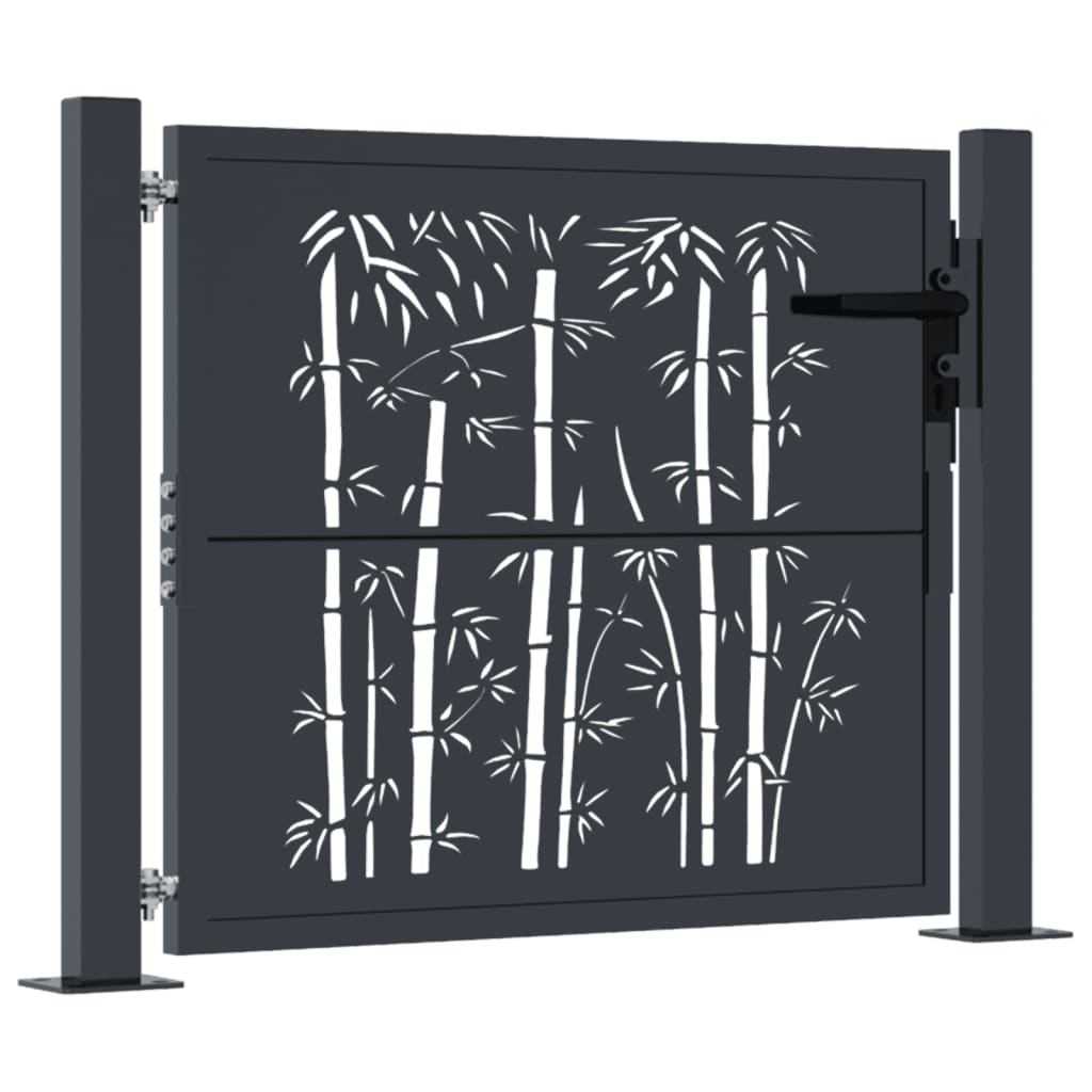 vidaXL Garden Gate Anthracite 105x105 cm Steel Bamboo Design