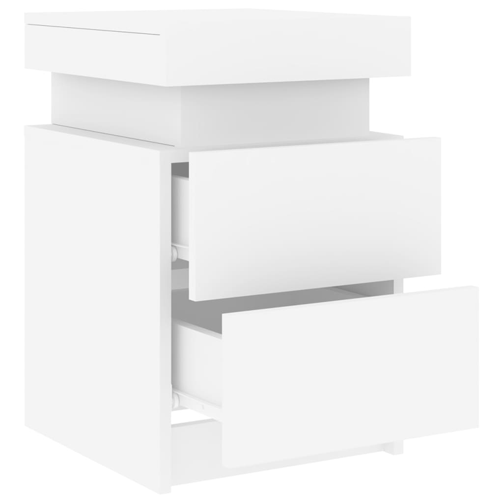 vidaXL Bedside Cabinets with LED Lights 2 pcs White 35x39x55 cm