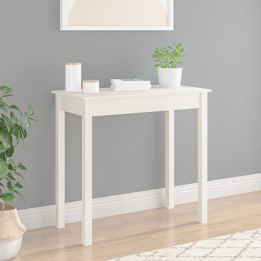 vidaXL Console Table White 80x40x75 cm Solid Wood Pine