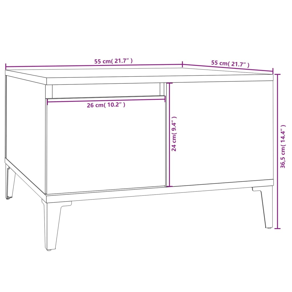 vidaXL Coffee Table Black 55x55x36.5 cm Engineered Wood