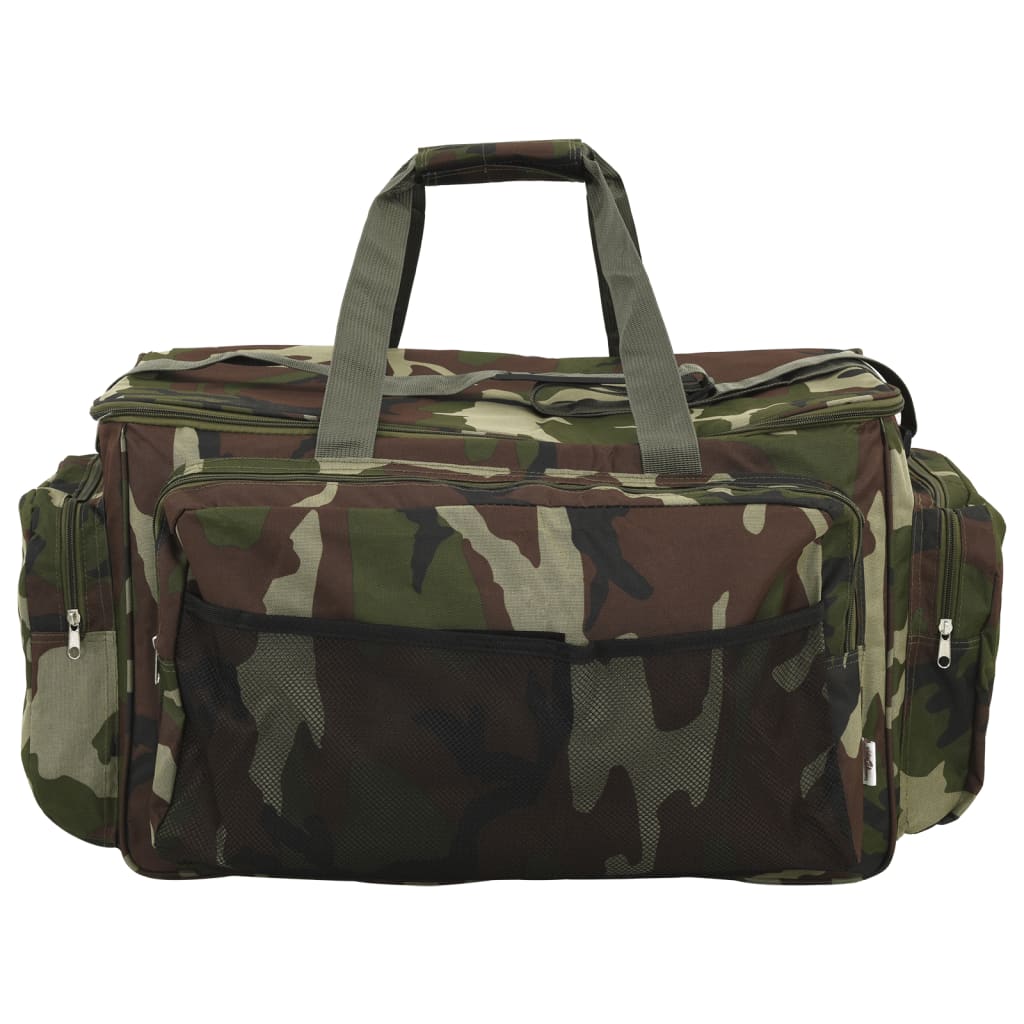 vidaXL Fishing Bag Waterproof Green Camouflage Oxford Fabric