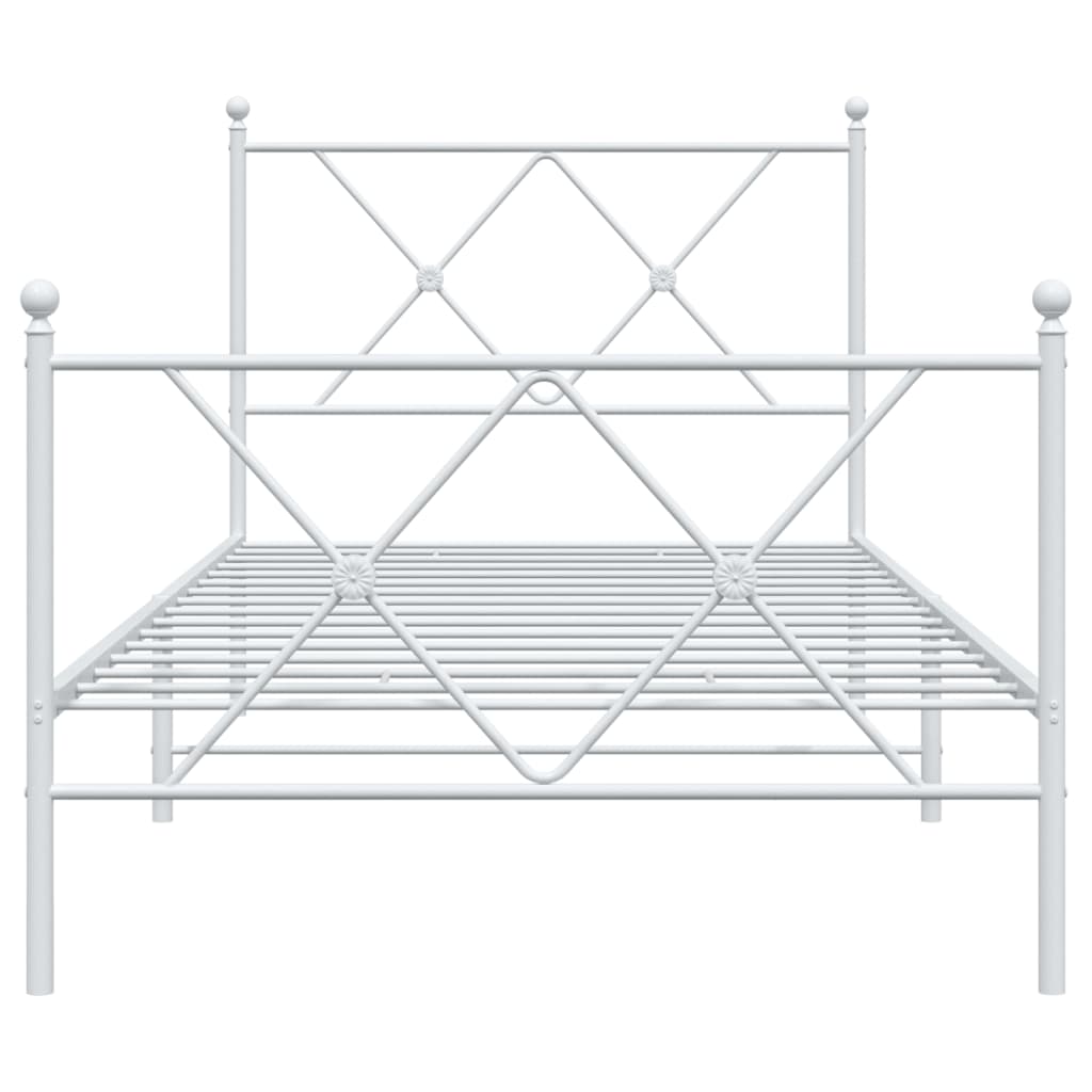 vidaXL Metal Bed Frame without Mattress with Footboard White 90x200 cm