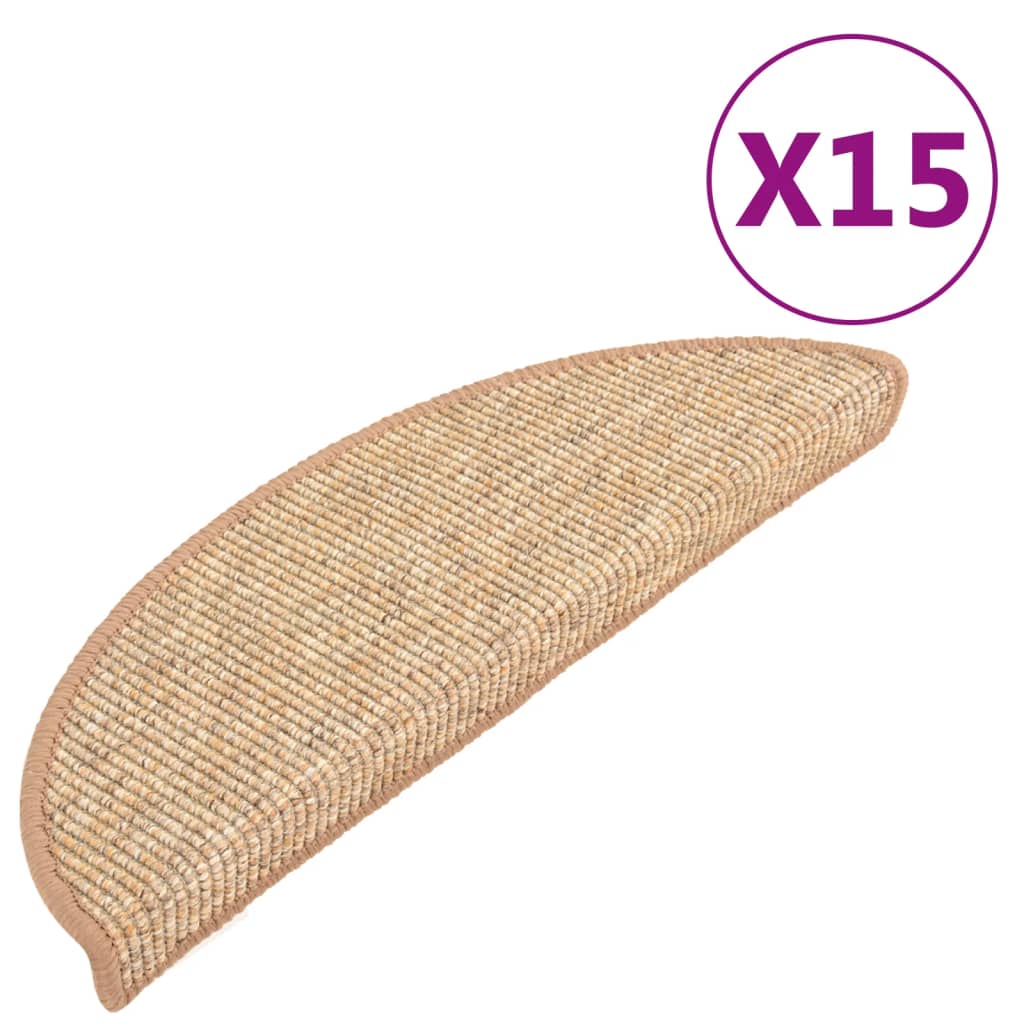 vidaXL Stair Mats Self-adhesive 15 pcs 56x17x3 cm Light Brown