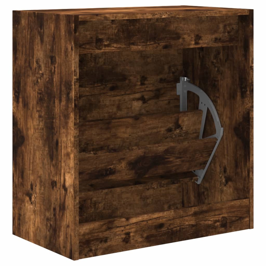 vidaXL Shoe Cabinet Smoked Oak 60x34x63.5 cm Engineered Wood