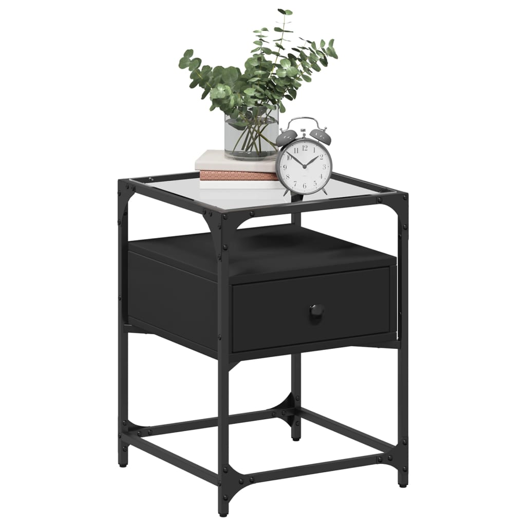 vidaXL Bedside Cabinet Black 40x40x55 cm Engineered Wood