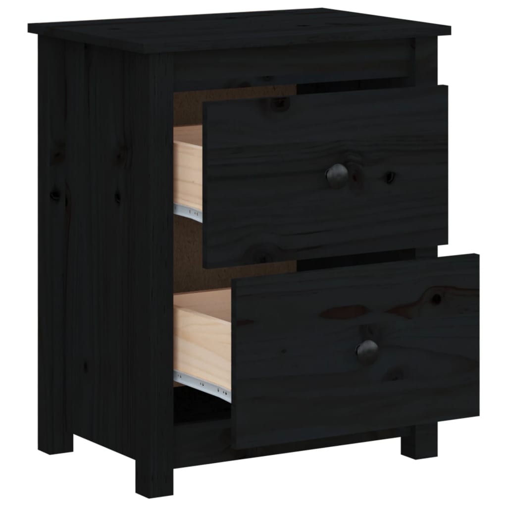 vidaXL Bedside Cabinets 2 pcs Black 50x35x61.5 cm Solid Wood Pine