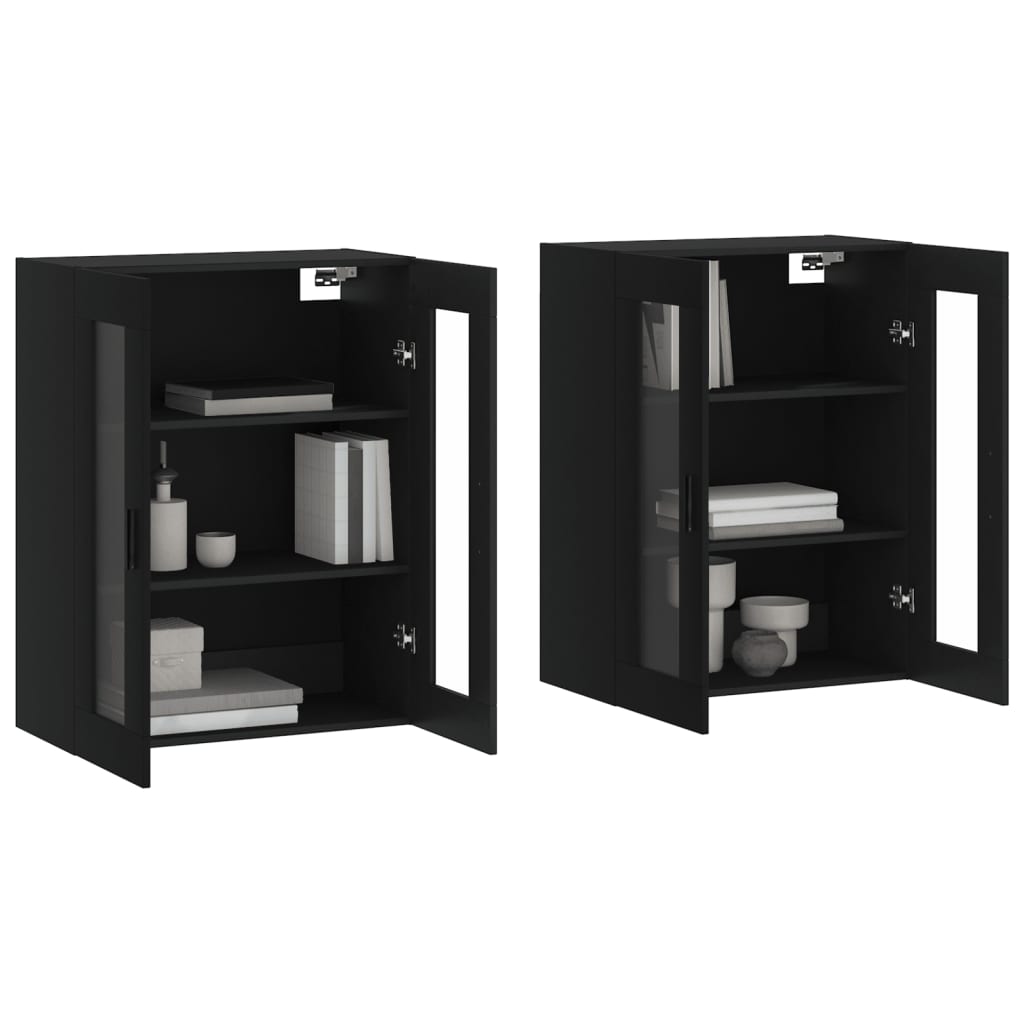 vidaXL Wall Mounted Cabinets 2 pcs Black Engineered Wood