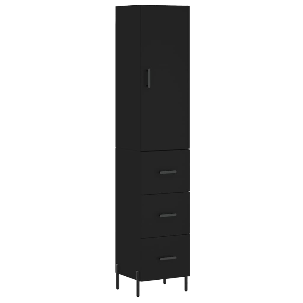 vidaXL Highboard Black 34.5x34x180 cm Engineered Wood