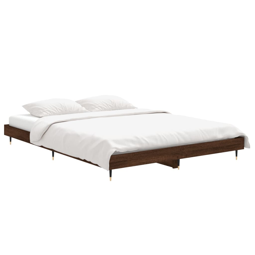 vidaXL Bed Frame without Mattress Brown Oak 140x190 cm Engineered Wood