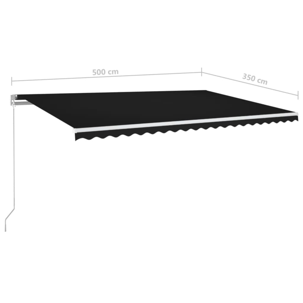 vidaXL Manual Retractable Awning with LED 500x350 cm Anthracite