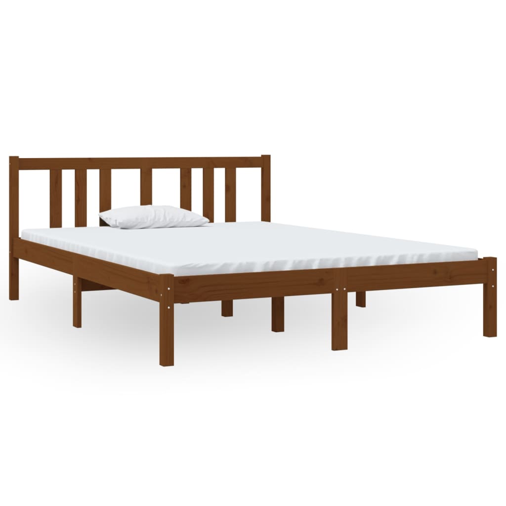 vidaXL Bed Frame without Mattress Honey Brown Solid Wood 135x190 cm Double